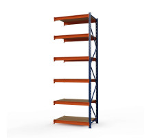 Секция приставная стеллажа металлического Оптима, 3500x1250x785 мм. Ярусы: 6 шт. фанера