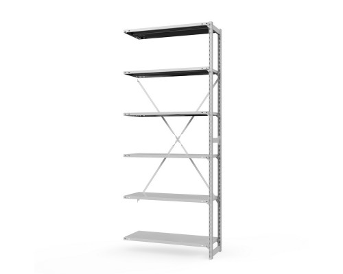 Секция приставная стеллажа металлического ТСУ Универсал, 3000x760x800 мм. Полки: метал. усил. 6 шт.