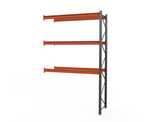 Секция приставная стеллажа металлического паллетного (4500х1800х1100 мм), 3 яруса