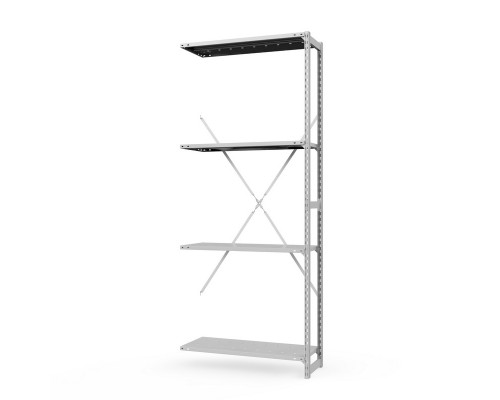 Секция приставная стеллажа металлического ТСУ Универсал, 2000x760x800 мм. Полки: метал. перф.  4 шт.