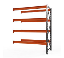 Секция приставная стеллажа металлического Оптима, 3000x1250x785 мм. Ярусы: 4 шт. без настила